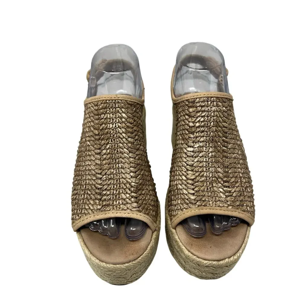 Steven Steve Madden Courage Raffia Espadrille Platform Sandals 7.5 Beachy